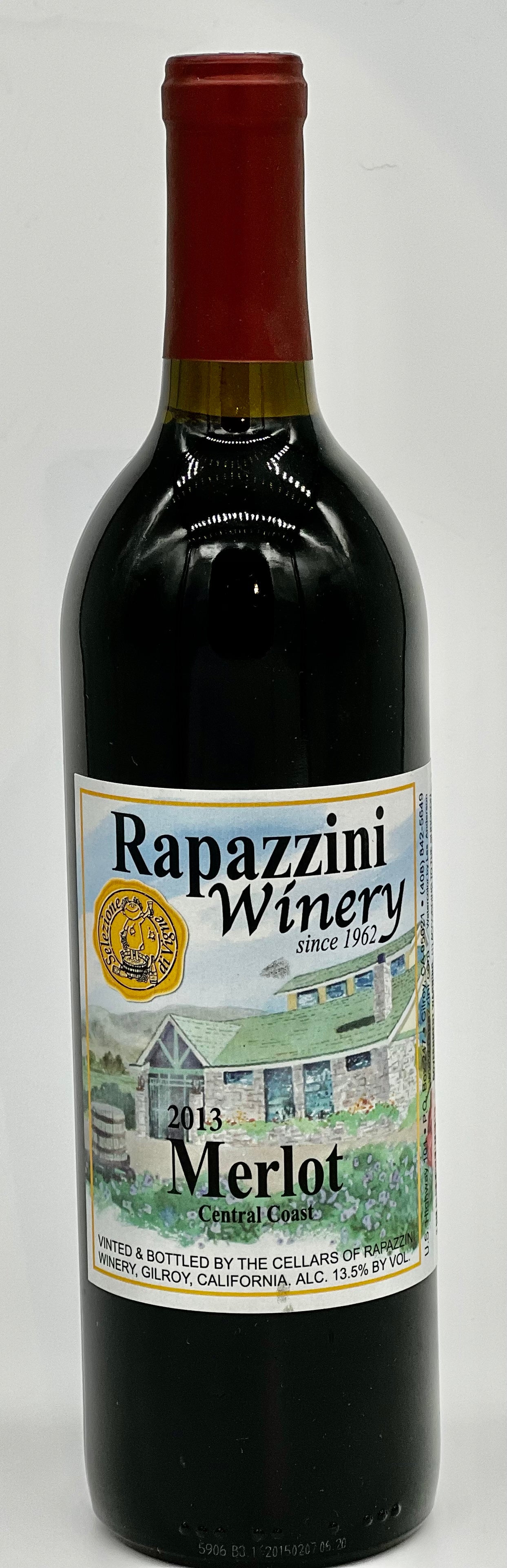 Merlot 2013 Central Coast California Rapazzini.Wine 750 ml 25 oz 13.5%alcohol $34