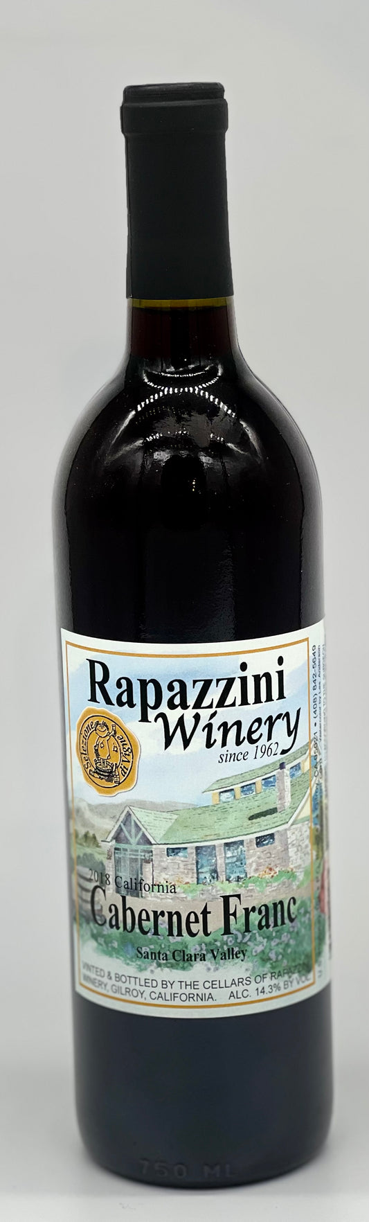 Cabernet Franc 2018 Santa Clara Valley California Rapazzini.Wine 750 ml 25 oz14.3%alcohol $34
