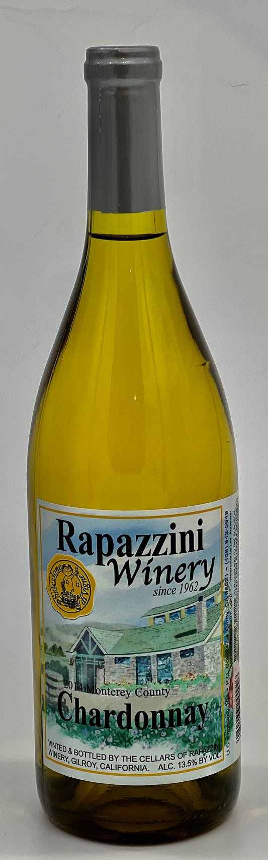Chardonnay Monterey County 2014 Rapazzini.Vino 750 ml 25 oz 13.5% alcohol $24