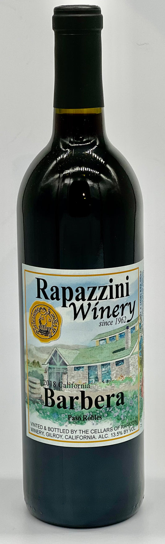 Barbera 2018 Paso Robles California Rapazzini.Wine 750 ml 25 oz 13.5%alcohol $34